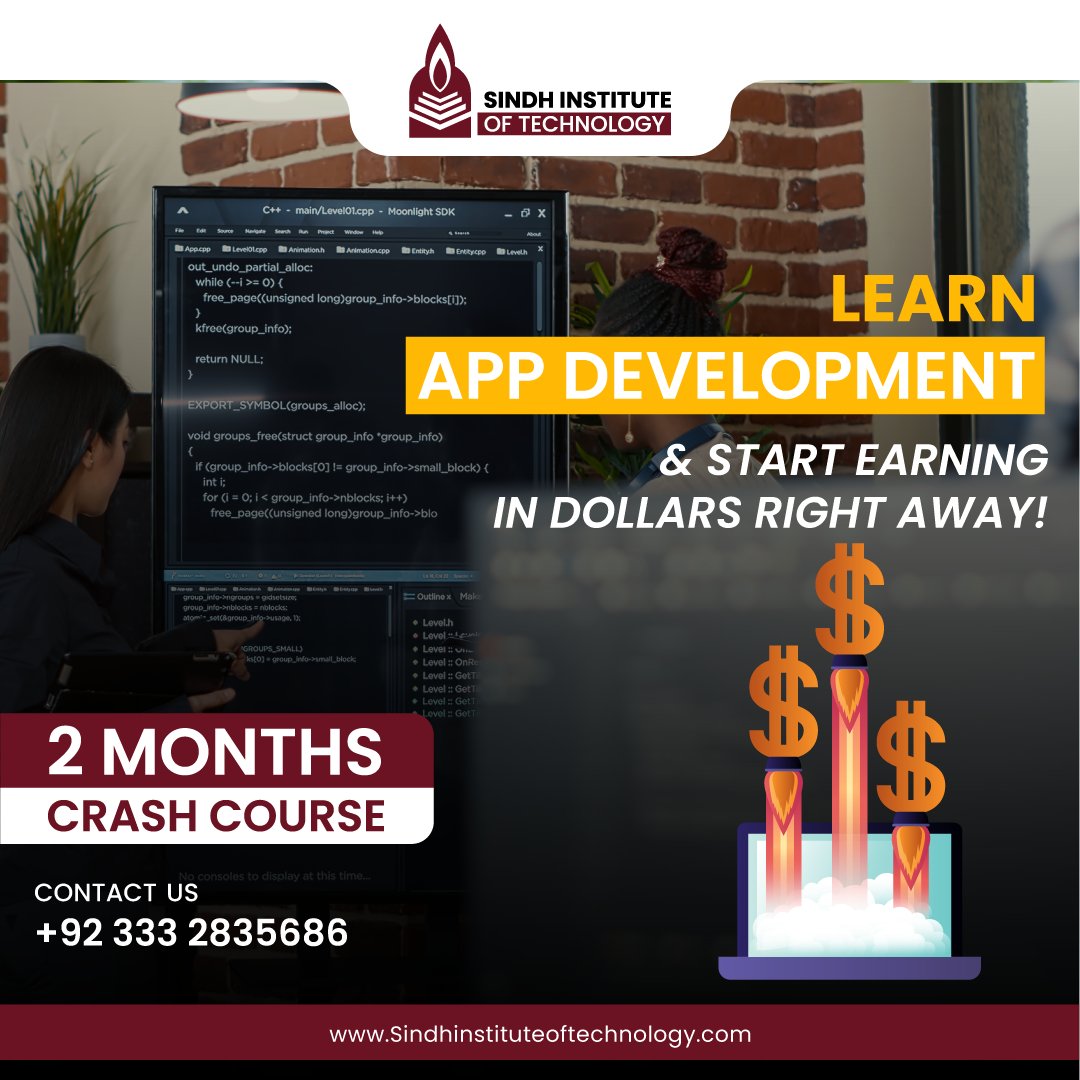 InstituteSindh's tweet image. Go beyond readily available and push your limits to explore the limitless possibilities! Start your App Development training today.
For Free Consultancy, Call/Whatsapp at 0333 2835686
Visit Our Website: sindhinstituteoftechnology.com
#sindhinstituteoftechnology #learnappdevelopment