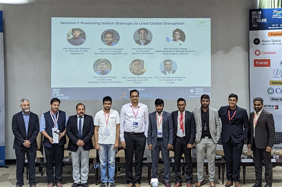 PixxelSpace's tweet photo. A big thanks to @ISpA_India for having us at #indianspaceconclave and Dr S Somnath, Chairman, @ISRO for the token of recognition. Also, had the pleasure of briefing the Honourable Minister of Earth Sciences, @DrJitendraSingh on the upcoming #hyperspectral satellite launch. https://t.co/HTPnjUFuE6
