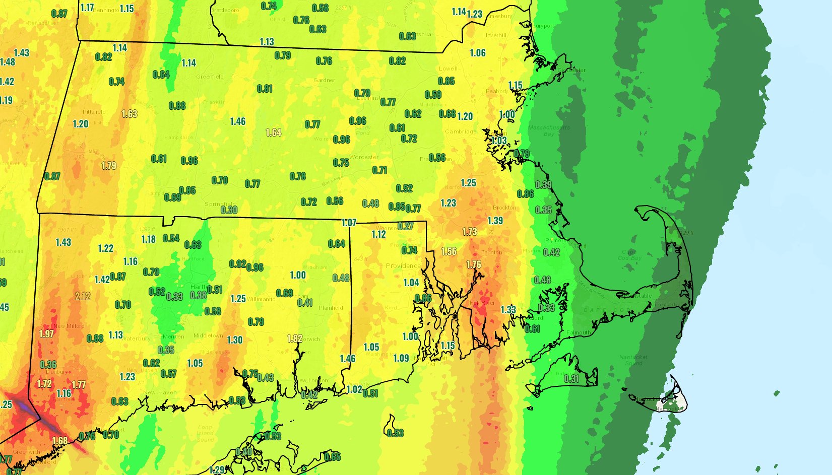 NWS Boston on Twitter "[130 AM Update] Here is a look at the latest