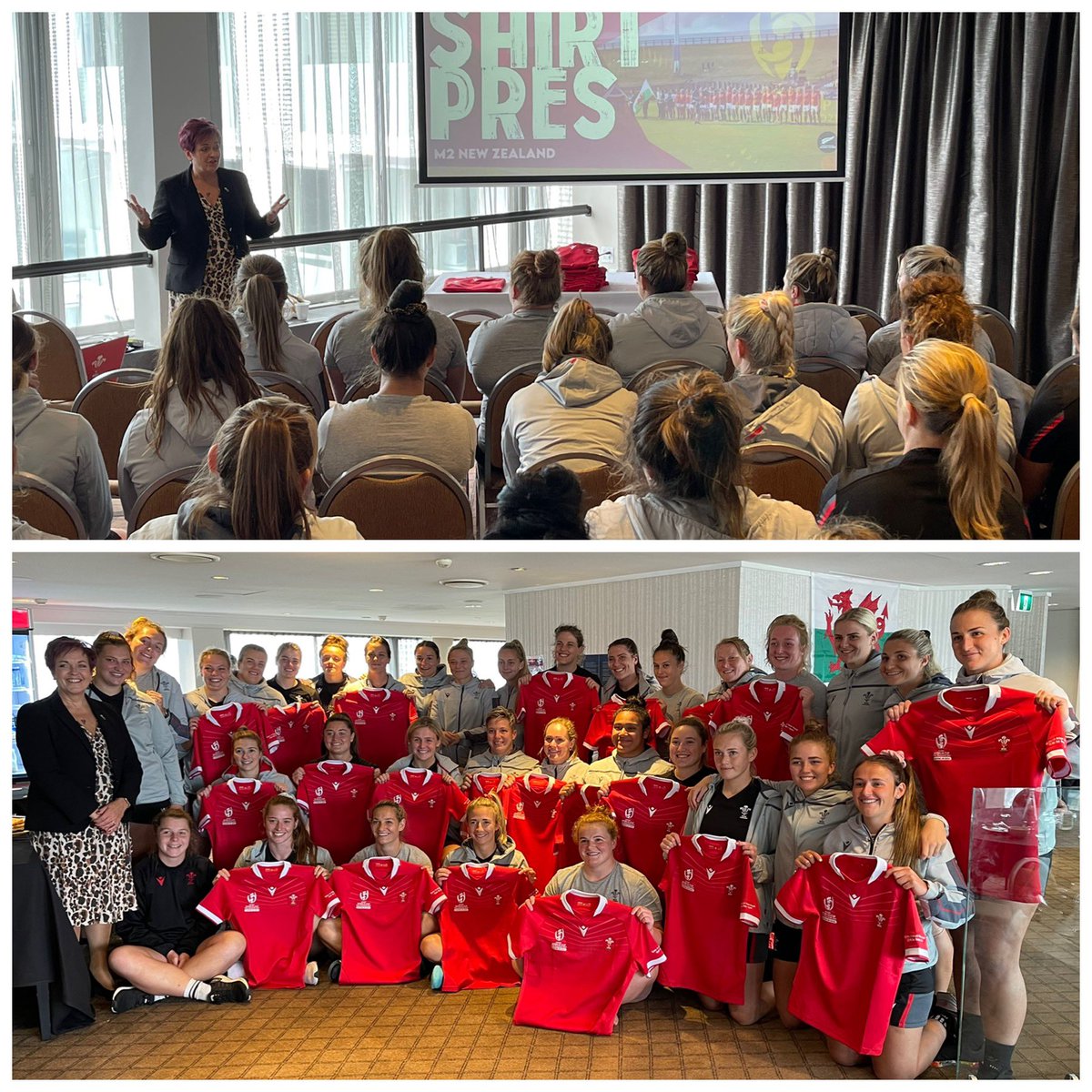 An honour to speak to the Wales Women’s Rugby squad ahead of their @rugbyworldcup match against NZ on Sunday and deliver a message of support on behalf of @WelshGovernment. We are all very proud of you! Pob lwc 🏴󠁧󠁢󠁷󠁬󠁳󠁿 @WRU @NigelWalkerWRU @WGCulture