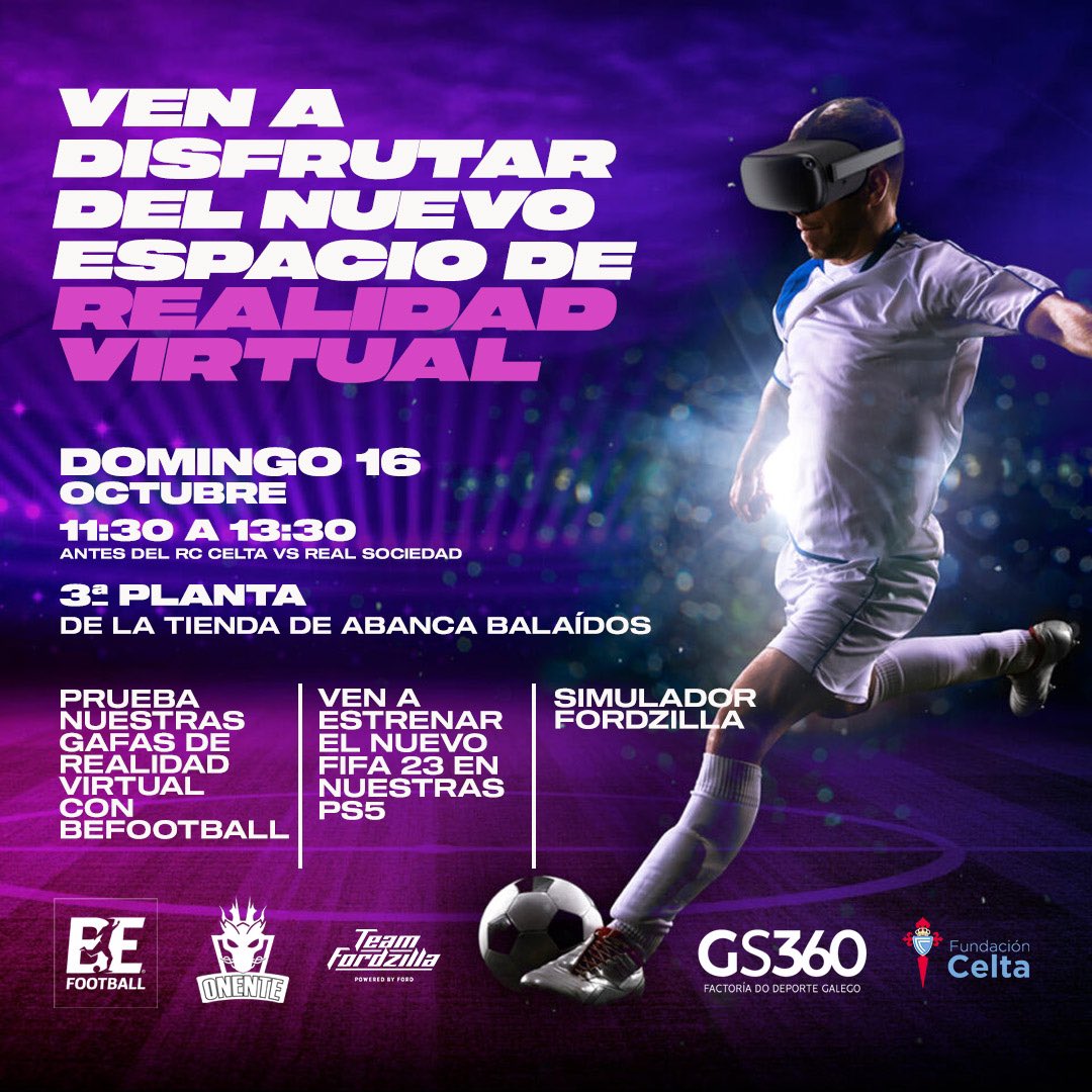 CeltaLab1923's tweet photo. Ven a probar el domingo, en Balaidos, las nuevas tecnologías que #GS360 pone a tu disposición en la 3ª planta de la tienda oficial.
Juegas un FIFA23?
Domingo 11:30-13:45 https://t.co/zDCNP7JxON