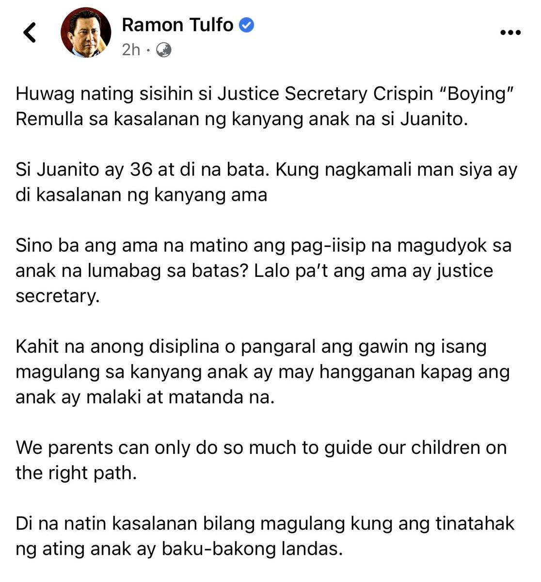 markrossimo's tweet photo. So, Ramon Tulfo wrote a post defending Boying Remulla. I’ve read this fair and sensible comment from a delivery driver and it irked me how Tulfo responded. 

Blue collar jobs are decent jobs performed by decent people trying to get by. This response from Tulfo is classless. https://t.co/KZ4tBjyoif