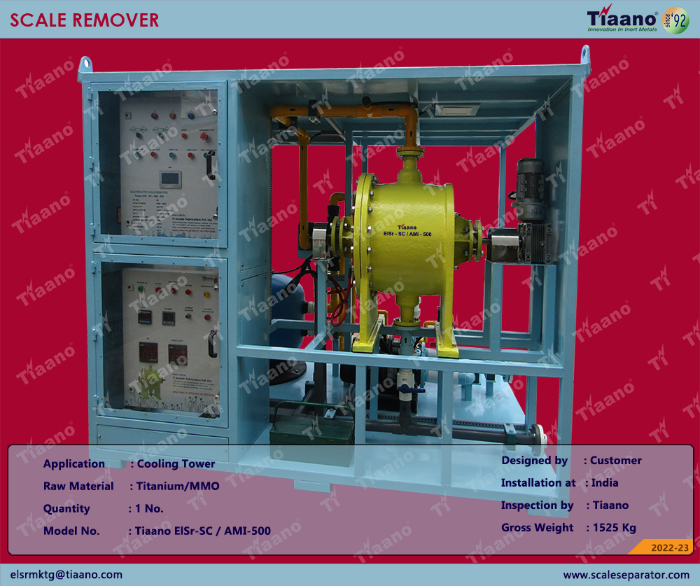scale_seperator's tweet image. Tiaano ElSr–SC/ AMI–500 is a Self-Cleaning Electrolytic Scale Remover which removes conductivity particles from water and it is used for cooling tower water treatment process with Zero Chemical.
 #scaleremover #ISO #watertreatment #ZeroChemicals #selfcleaning #makeinindia #skid