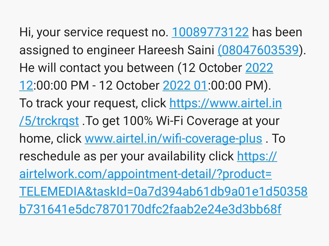 Vicky2576's tweet photo. My Broadband service disconnected on 11-10-2022 and registered complaint on 12-10-2022 but no resolution is provided till now.Seems @airtelindia is not cares it's customers to provide  service @JioCare @airtelindia  Is it right time to shift some other operator. https://t.co/38swB1GQTi
