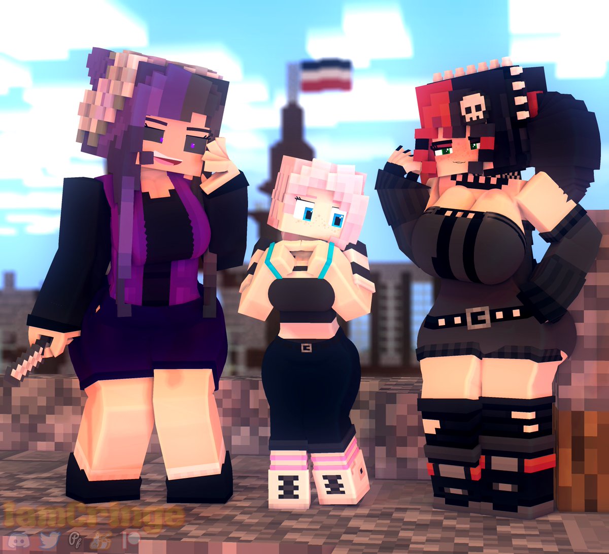 @ZoeyIsTooSmall's Zoey, @OdysseyEllie's Ellie, and My Character M...