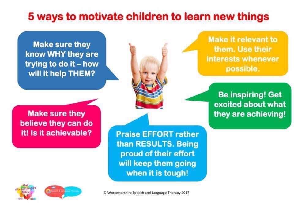 SLT Worcestershire (@slt_worcs) on Twitter photo To go with our tip of the week: 5 ways to motivate children to learn new things ππ»π #motivation #SLCN #sltworcstip
<a href="/sar_smith/">Sarah Smith SLT</a> @MegD121 <a href="/JacquiWoodcock/">Jacqui Woodcock</a> <a href="/vixthespeechie/">Vicki Dawson</a> <a href="/fionatotney/">fiona totney</a> <a href="/Charlotte16SLT/">Charlotte Deykin</a> <a href="/HMcCone_SLT/">Hannah McCone</a> <a href="/dharford79/">Dave Harford</a>
Find our resources: hacw.nhs.uk/childrensSLT To go with our tip of the week: 5 ways to motivate children to learn new things ππ»π #motivation #SLCN #sltworcstip
<a href="/sar_smith/">Sarah Smith SLT</a> @MegD121 <a href="/JacquiWoodcock/">Jacqui Woodcock</a> <a href="/vixthespeechie/">Vicki Dawson</a> <a href="/fionatotney/">fiona totney</a> <a href="/Charlotte16SLT/">Charlotte Deykin</a> <a href="/HMcCone_SLT/">Hannah McCone</a> <a href="/dharford79/">Dave Harford</a>
Find our resources: hacw.nhs.uk/childrensSLT