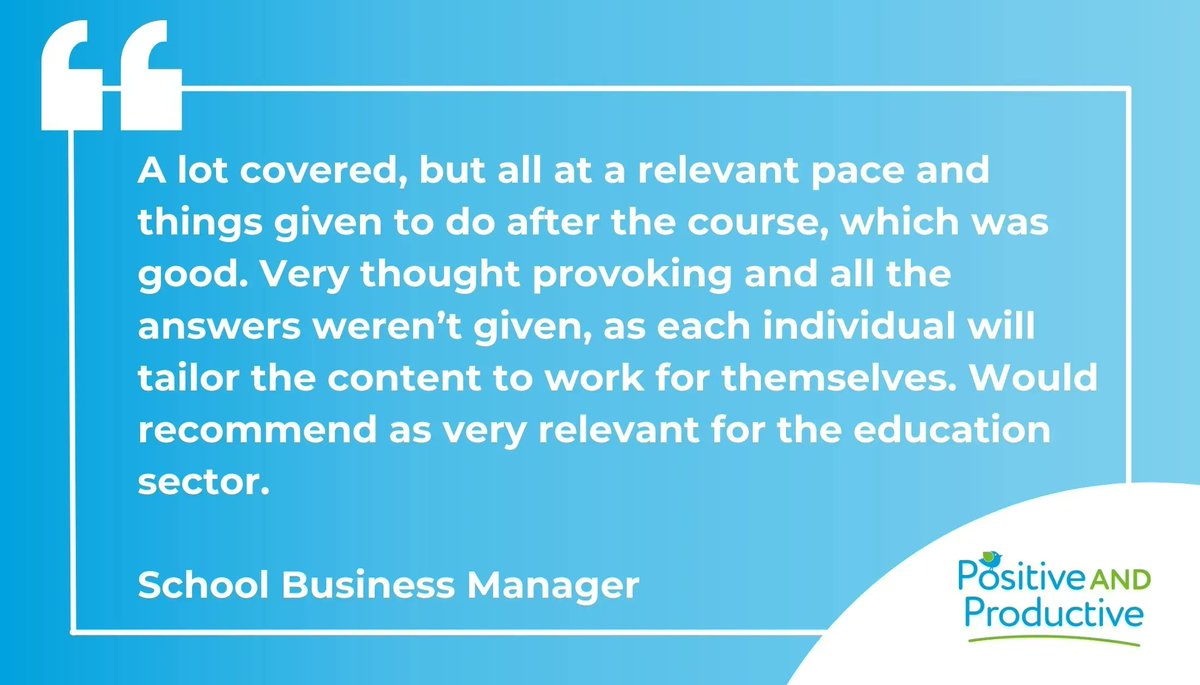 ⭐️⭐️⭐️⭐️⭐️ #FeedbackFriday We’ve received some fantastic feedback for our Positive & Productive Wellbeing Programme. If you'd like to find out more about our online. #PositiveandProductive Wellbeing Programme follow the link: buff.ly/3tOjRHJ #headteacherchat
