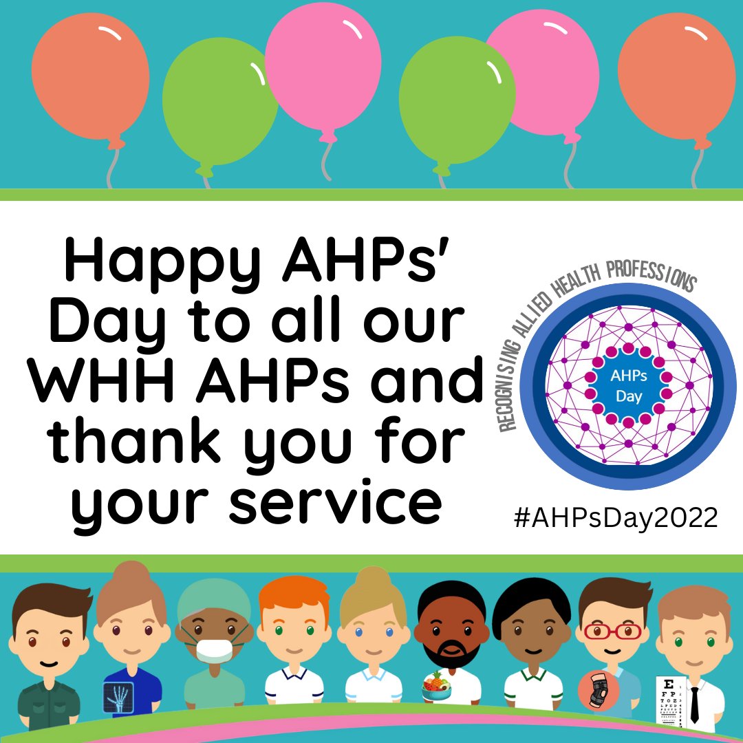Today we celebrate our Allied Health Professionals, of which nine different professions are working here at WHH. We are proud of our AHPs #AHPDay2022 
Find out more about the roles here: ow.ly/28bl50L7ZAs