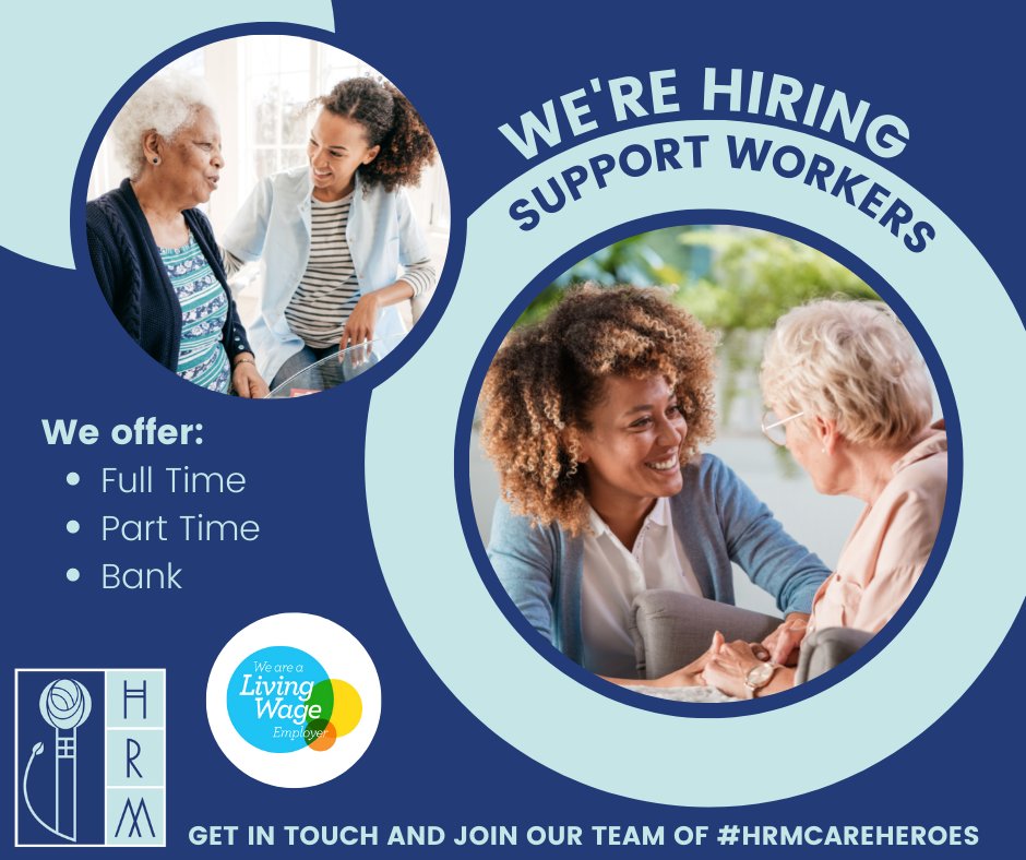 We're #Hiring! At #HRM #Homecare we have Bank, #PartTime and #FullTime positions available 💙 Visit our website or contact us and see what exciting #CareerOpportunities await you 💻 link in bio ☎️ 01236 429859 #WeCare #SupportWorker #Drivers #ShineALight #CareAboutCare