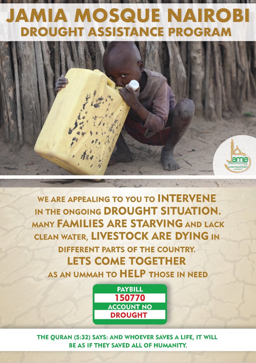 jamia_mosque's tweet photo. This is a humble reminder that we are still collecting funds to support our sisters and brothers who are lacking food and water due to drought. https://t.co/SJVmoud6Y5