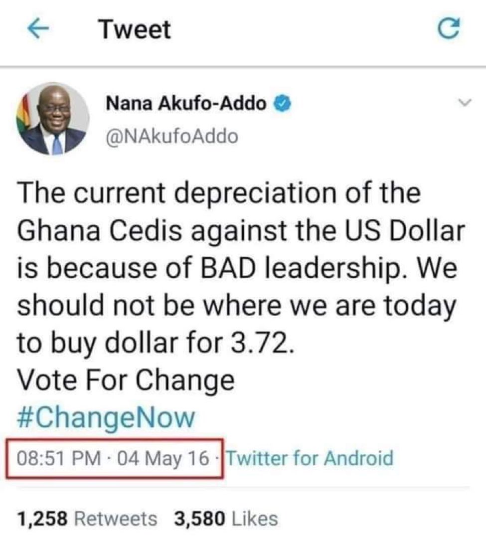 ConsciousKiddus's tweet photo. So @NAkufoAddo tweeted this?? Eeiii and the dollar is now 12 cedis and he’s very quiet or is it because it’s not an election year. Anyway, good leadership https://t.co/SsDAodeXpr