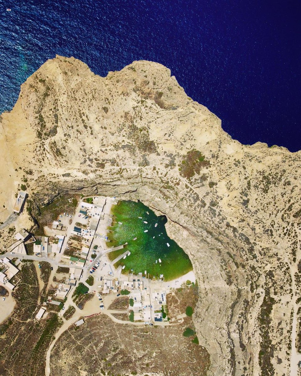 How would you describe the Inland Sea in Dwejra? This aerial photo left us speechless! 😍 Photo 📸: drone_travel_ on instagram.com/p/Ch1ZzzGIcn5 To learn more about Gozo, visit: visitgozo.com #Gozo #Malta #VisitGozo #Travel #Sea #DronePhotography #Nature #Scenery #Cliffs