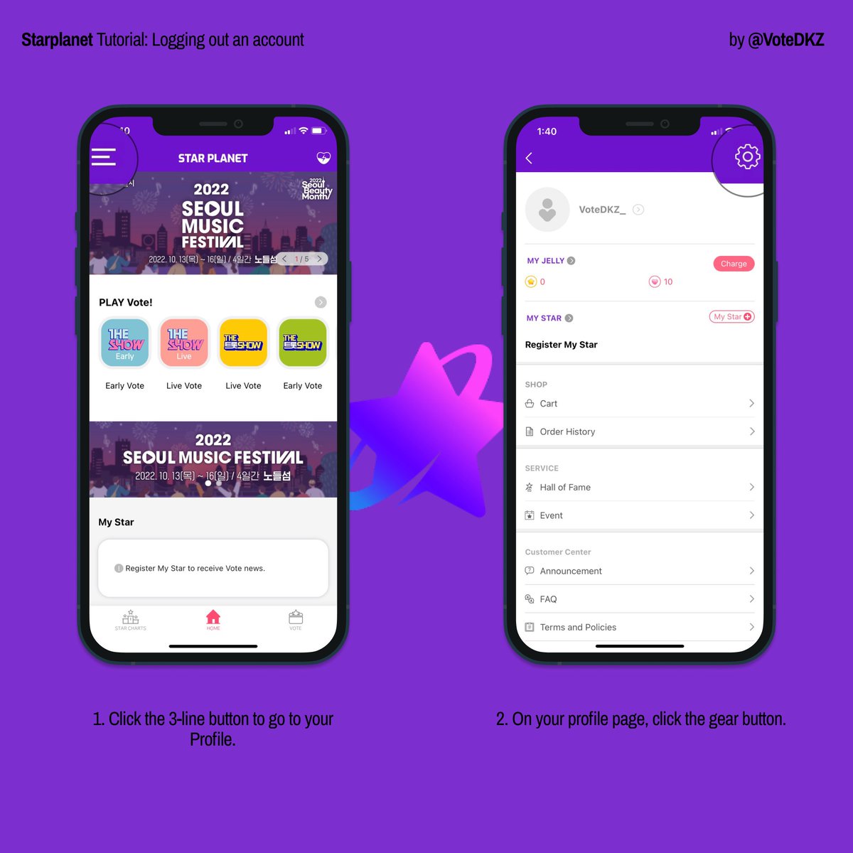 VoteDKZ's tweet photo. 📱 #VoteDKZ ON STARPLANET

Create MULTIPLE accounts and collect JELLIES to vote on THE SHOW Early/Live Voting and monthly Idol/Special Ranking. Learn how 👇🏻

STEP 2: Logging out an account
IOS: https://t.co/wevTIFvGsh
Android: https://t.co/ESQsjZa9fx

#DKZ #디케이지 @dkz_dy https://t.co/CEhVSoRgWl