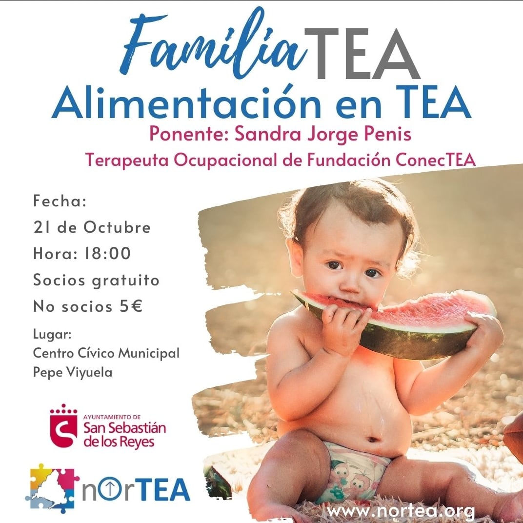 Taller de Alimentación en TEA 💙

Información y reserva de plazas: forms.gle/wj2AAJZVf9cBFe… 

Lugar: Salón de Actos de CC Pepe Viyuela.
Día: 21 de octubre.
Hora: 18:00

Os esperamos ☺️🍟🍝🍠

#SomosUnoMásNorTEA 
#SomosFamilias 
#JuntosSomosMás 
#AUTISMO #JUNTOSENELAUTISMO
#autista
