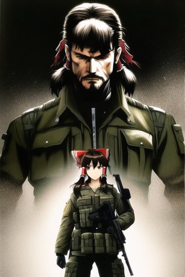 exyzeedayo's tweet photo. Cool Metal Gear x Touhou AI art I managed to generate. Kinda inspiring me to pick up real illustrating again. #AIart https://t.co/uuHnXLlDvF