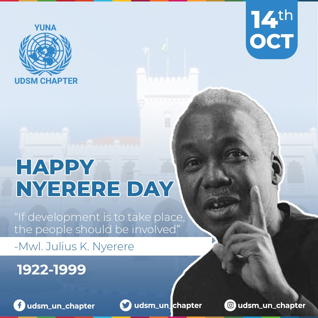 udsm_un_chapter's tweet photo. "If real development is to take place, the people have to be involved." Julius k nyerere.

Happy Nyerere Day from United Nations Chapter Udsm. https://t.co/aVItUR8Q7N