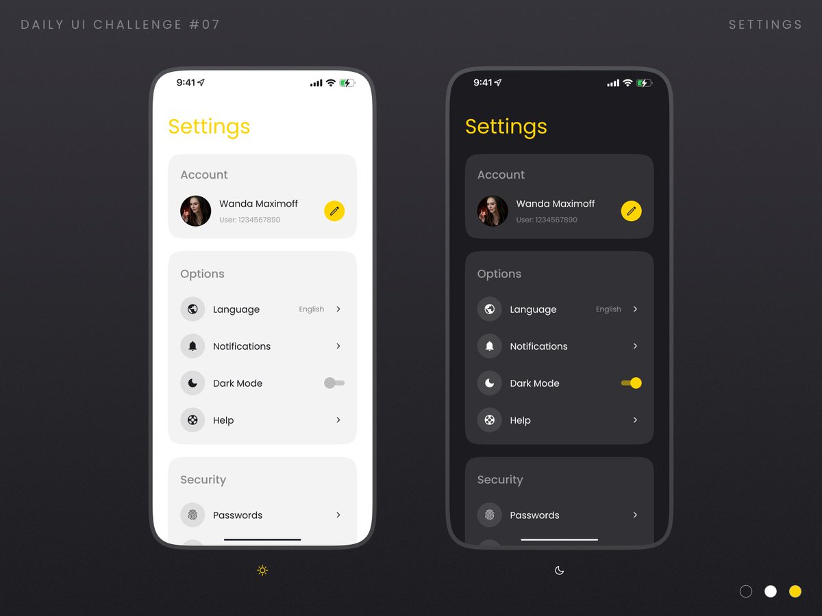 visualmamun's tweet photo. Daily UI Challenge #07 (Settings UI)

#xddailychallenge #figma #uidesign #uidesigner #uxdesign #userexperience #userinterface #dailyuichallenge #dailyui #settings #appdesign #mobileapp #minimalui #productdesign #hifi #appui #ui #ux #collectui #lofi https://t.co/6p5P5K9FAW