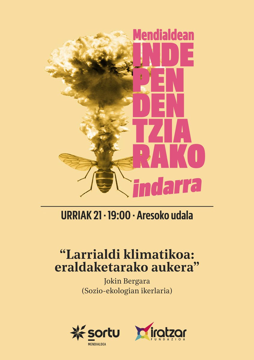 Sortu_Leitza's tweet photo. Independentziarako Indarra dinamikak badarrai.
Areson, kezka nagusienetakoa den larrialdi klimatikoari ertz ezberdinetatik begiratuko diogu, arriskuak eta eraldaketarako aukerak aztertuz.
Sozio-ekologian ikerlari den, @JokinBergara ren eskutik eta @IratzarFundaz ioaren laguntzaz. https://t.co/DktSSrxODg