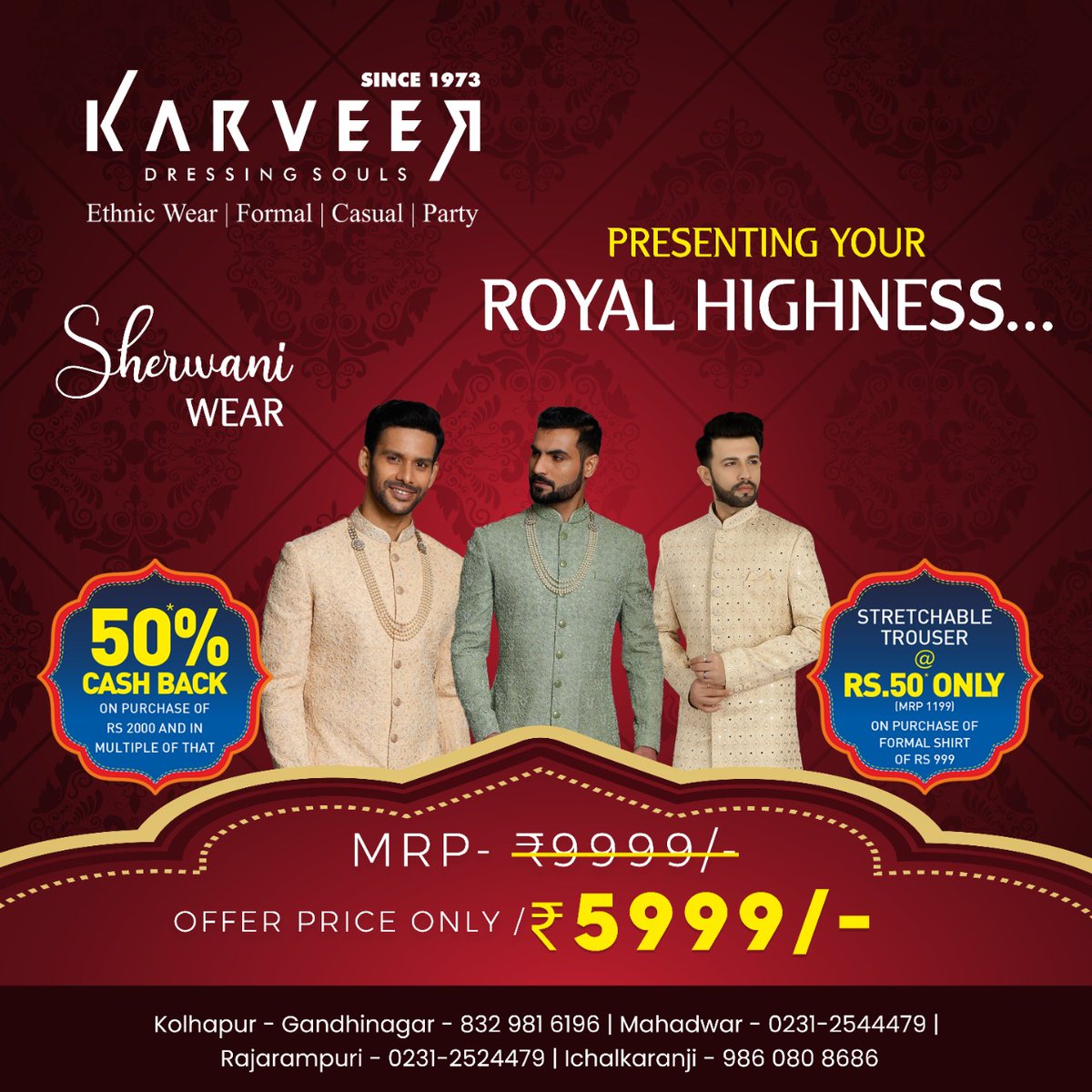 KarveerCreation's tweet photo. "PRESENTING YOUR ROYAL HIGHNESS"

For More Details -
📌Kolhapur: Gandhinagar - 8329816196,
📌Mahadwar Road - 0231 - 2544479,
📌Rajarampuri - 0231 - 2524479
📌Ichalkaranji - 9860808686

#Style #mens #kurta #kurtapajama #kurtawear #ethnicwear #ethnic #Karveercreation https://t.co/8FgPAaafbU
