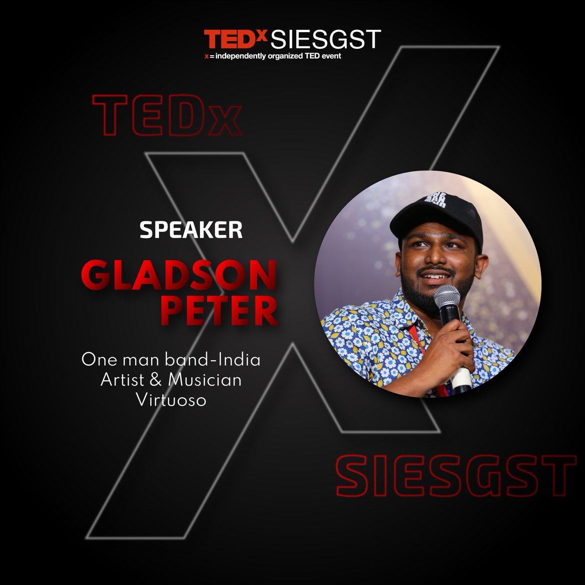 TEDxSIESGST's tweet photo. Presenting an extraordinary speaker line-up for the first ever post-pandemic offline edition of TEDxSIESGST!🎤🤩

Introducing our 7th speaker, GLADSON PETER!!🥁🎷🎼
.
.
.
.
#ted #tedx #tedxgateway #tedxindia #tedxsiesgst #tedxsiesgst2022 #ideasworthspreading @onemanbandindia https://t.co/H1hJmUiseL