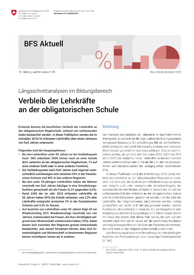 Verbleib der Lehrkräfte an der obligatorischen Schule #Statistik ow.ly/bI3n1047PZ3