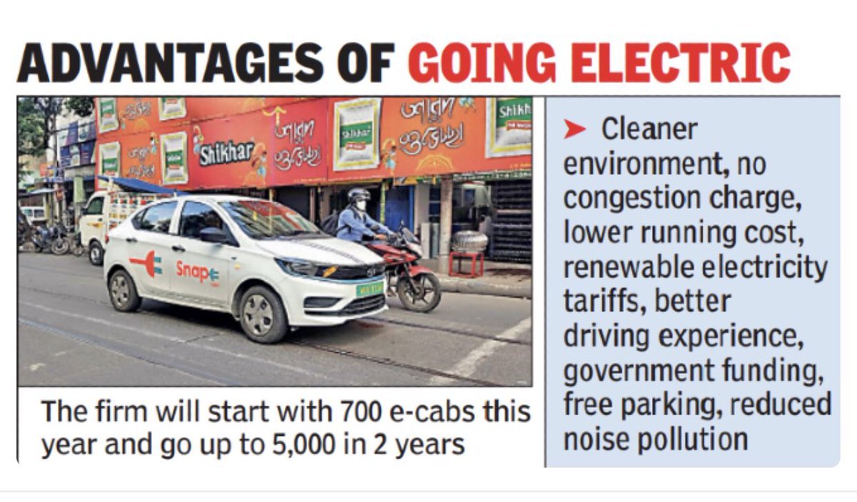 doinbengal's tweet photo. #LowCarbonMobility now real with #SnapEcabs๐ bringing in its fleet of electric cars to ply customers across #Kolkata. Cofounder @Jaydip_In confirms โน2000 Cr investment towards 15,000 jobs, 5000 advanced โcompany ownedโ #EV cars and EV charge stations.
๐https://t.co/zuxN8mD7bW https://t.co/wPIkZQfYtq