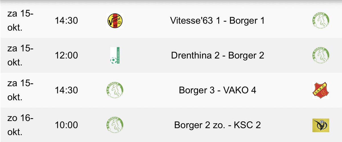 SVBorger0599's tweet photo. 🟢⚪️ P R O G R A M M A

Terwijl de jeugd geniet van een welverdiende vakantie komen de senioren morgen en overmorgen gewoon in actie. 

#BeThere #BorgerLeeft💚 https://t.co/MNTHXOwlzl