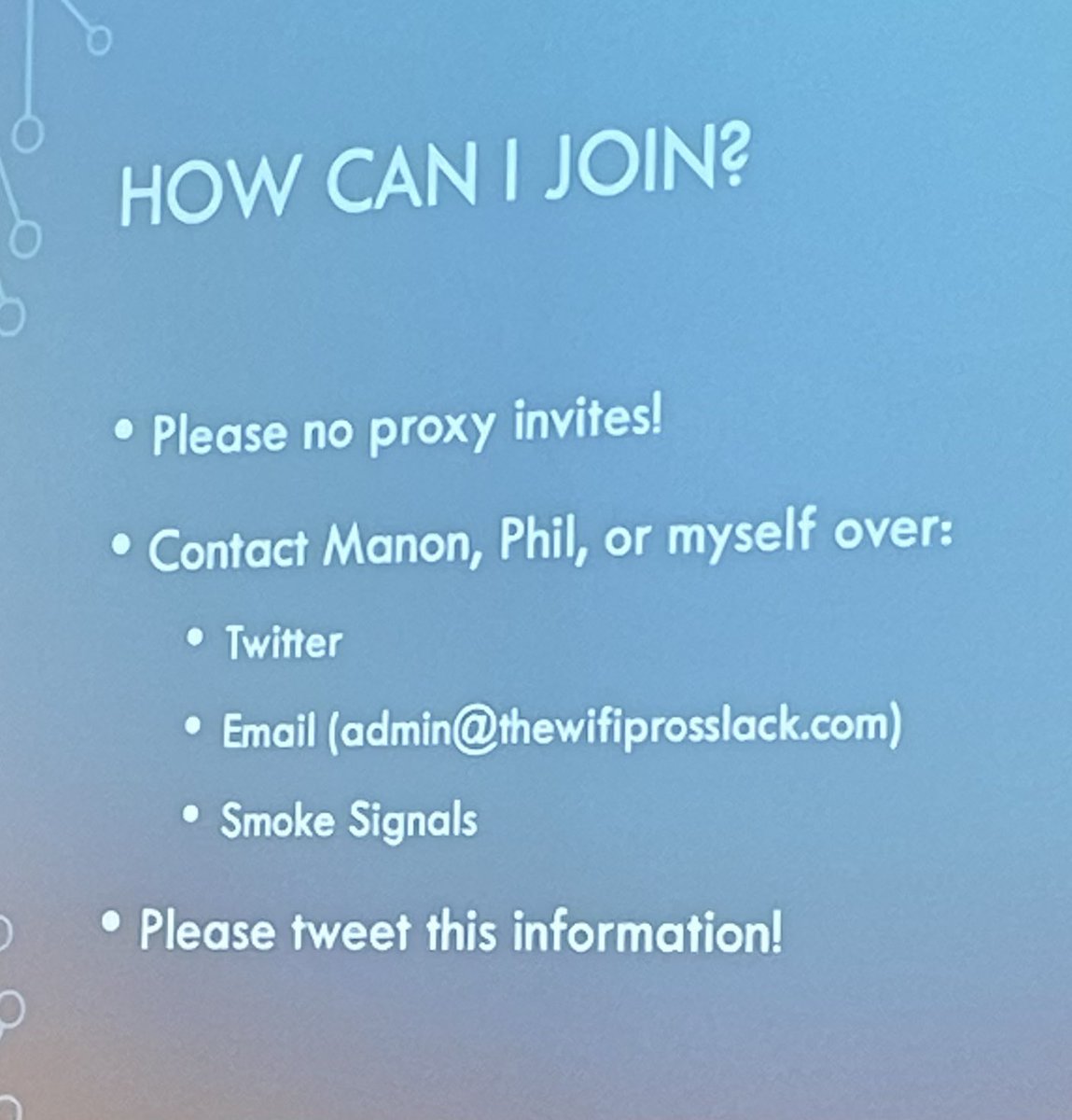 Mac_WiFi's tweet photo. If you’re into Wi-Fi you need to join Wi-Fi Pro’s Slack. Full of the best of the best, all willing to offer their help FOR FREE*. Just this week I got some API help there. 

*It is not a helpdesk, you’re expected to help yourself first &amp; bring considered questions &amp; contributions https://t.co/s4tGPIOqpm