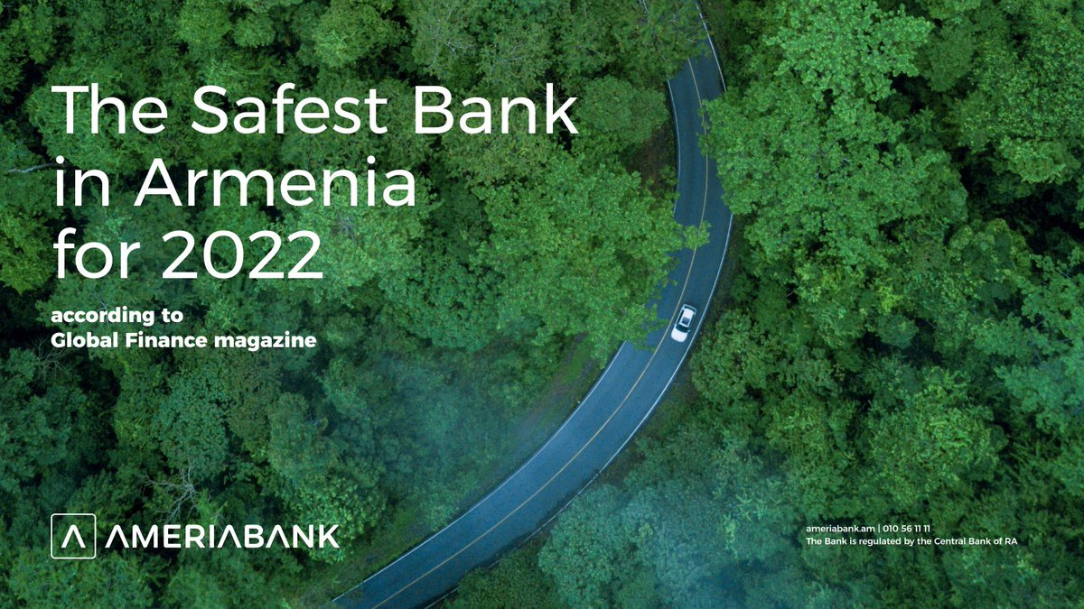 AmeriaBankCJSC's tweet photo. Ameriabank named the #Safest_Bank in #Armenia by @GFmag. Per our CEO this award further endorses our reputation and reaffirms our commitment to deliver reliable and safe #banking experience to our customers.
Learn more: https://t.co/v4d6NE6Tsd
#Ameriabank https://t.co/hVC6ALWGaw