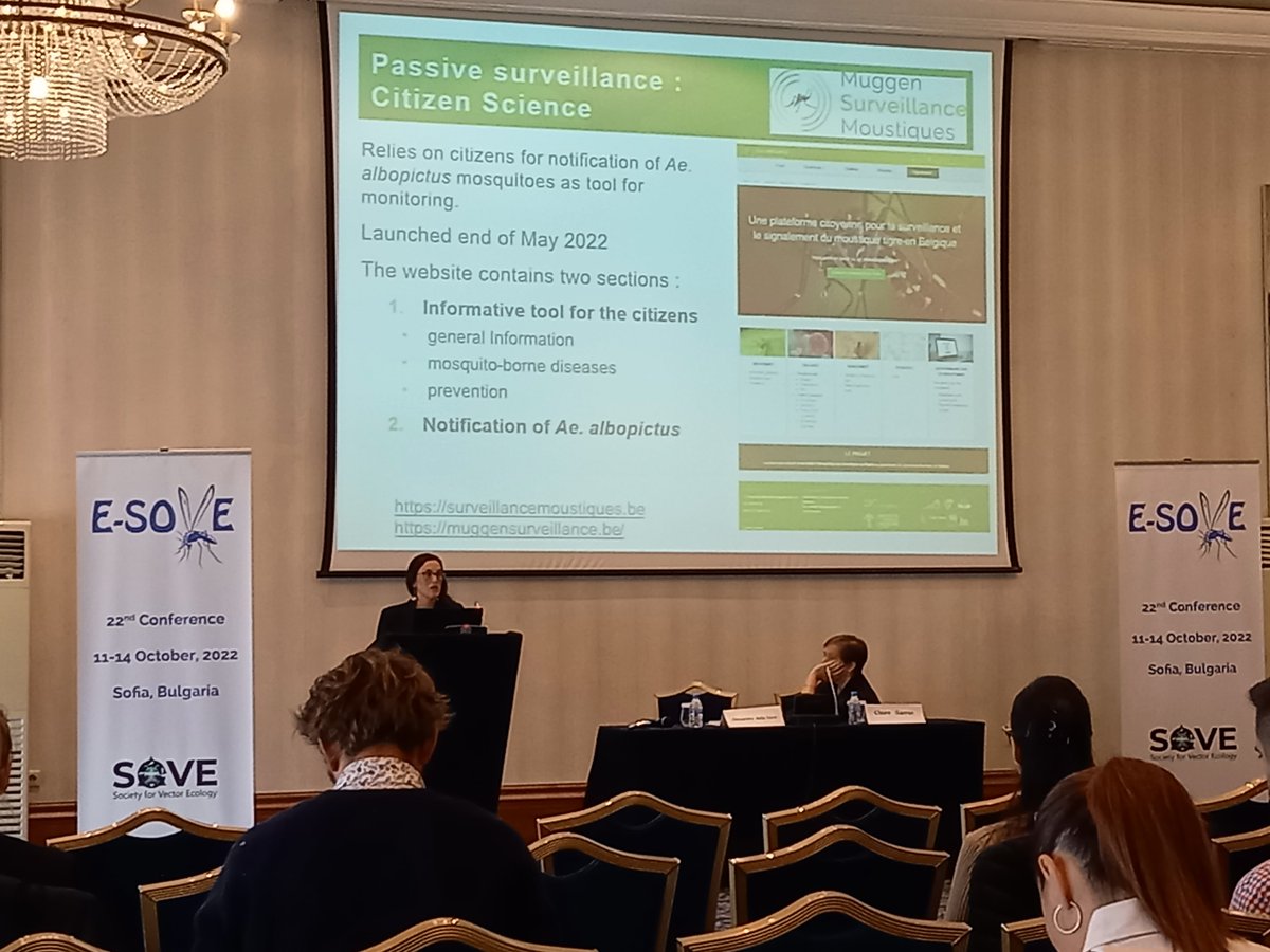 Goodmorning #ESOVE! #citizen science day!

My colleague <a href="/JaviRebolledo3/">Javiera Rebolledo 🌳</a> presenting our passive monitoring 
#tigermosquitoes 🦟 citizen science platform

#MuggenSurveillanceMoustiques🦟

<a href="/sciensano/">Sciensano</a> <a href="/IDeblauwe/">Isra Deblauwe</a> <a href="/schneider_itm/">Anna Schneider</a> #Memoplus