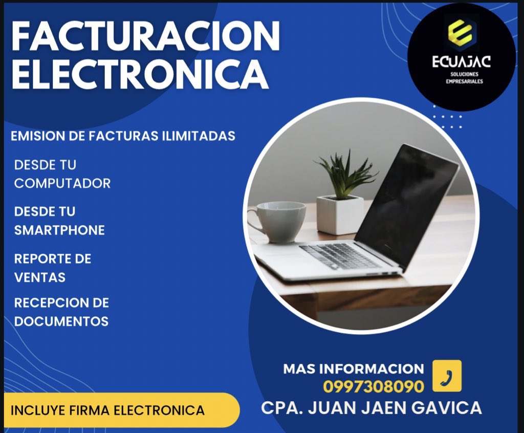 ecuajac's tweet photo. @luisantonio_r  HOLA LUIS ANTONIO, no sabes cómo facturar electrónicamente?? Escogiste un sistema complicados para facturar ? Nosotros te ayudamos y asesoramos en todo momento ! Facturador Electronico ILIMITADO Y Firma electrónica x 1 año ! https://t.co/SPisgb28YB
