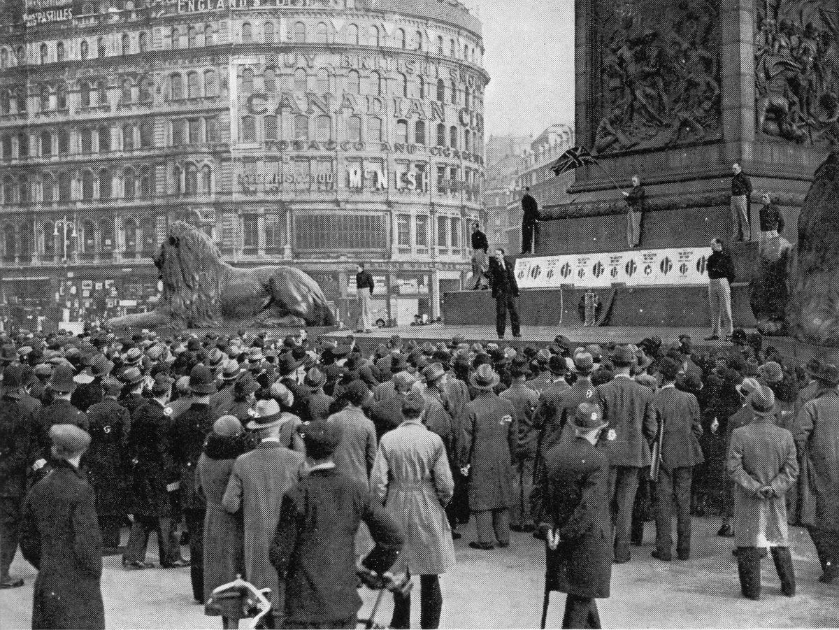 First British Union of Fascists rally, Trafalgar Square, London, #OTD 15 October, 1932.