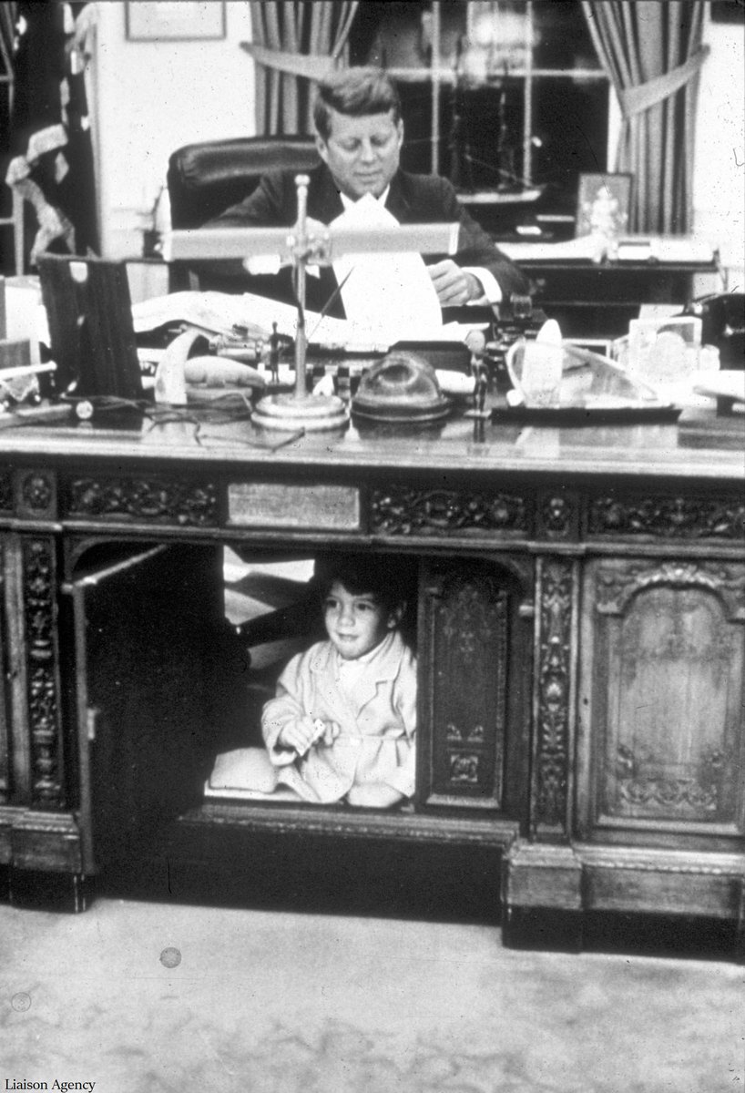 John Kennedy Jr. playing in the Oval Office at the White House, Washington, DC, #OTD October 15, 1963.