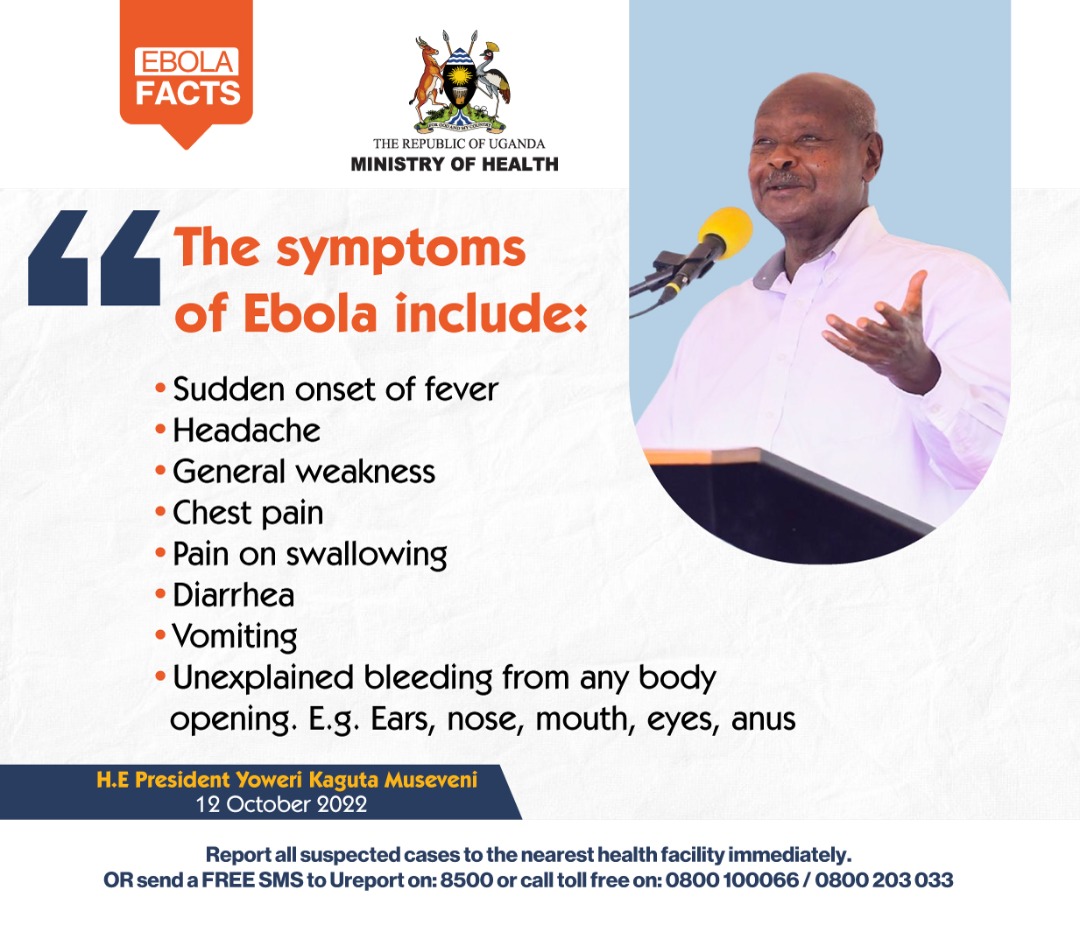 CB_Uganda's tweet photo. #EbolaFacts. Symptoms. Report suspected cases to the nearest health facility. #StaySafeUG #EbolaOutbreakUG @MinofHealthUG @JaneRuth_Aceng @DianaAtwine https://t.co/DZm5xmmEvo