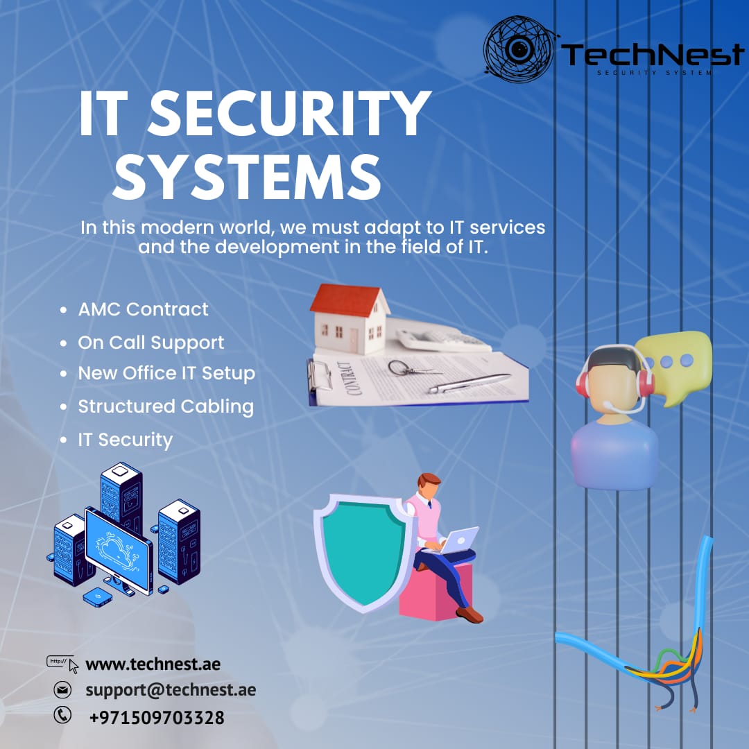 technestuae's tweet image. #ITSECURITYSYSTEMS

In this modern world, we must adapt to IT services and the development in the field of IT..!!

✔ AMC Contract 
✔ On Call Support
✔ New Office It Setup
✔ Structured Cabling
✔ IT Security

technest.ae

#camera #protection #dvr #homesecuritys