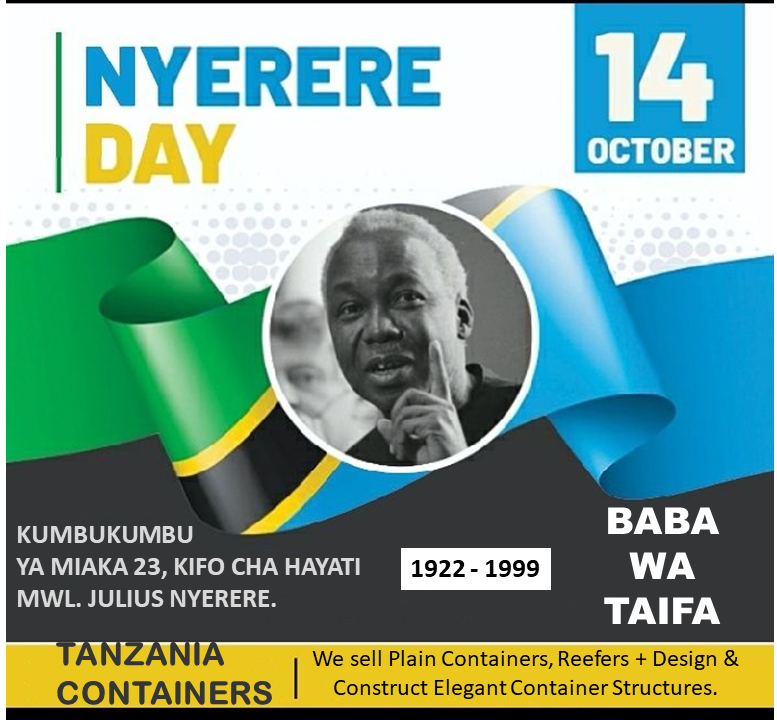 Containers_TZ's tweet image. HAPPY NYERERE DAY.
Talk to us for all Container needs &amp;amp; Fabrication.
#ContainersTanzania #NyerereDay #nyerere #SamiaSuluhu #BabaWaTaifa #serengeti #kilimanjaro #Dar #Safari #Travel #Arusha #ccm #karume #tumenawa #kigali #ExpatsTanzania #DarEsSalaam #Slipway