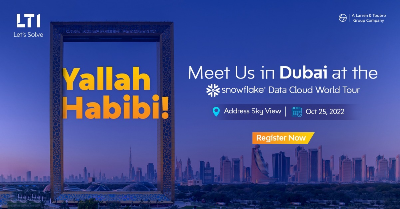 ltm_ofcl's tweet photo. Marhaba Dubai! We are jumping into the city of the future. See you all at the @SnowflakeDB Data Cloud World Tour on October 25. Register now https://t.co/pJrQMl6eKN

#LTIXSnowflake #Snowflake #DataCloud #SolvingwithData #Dubai #LetsSolve
