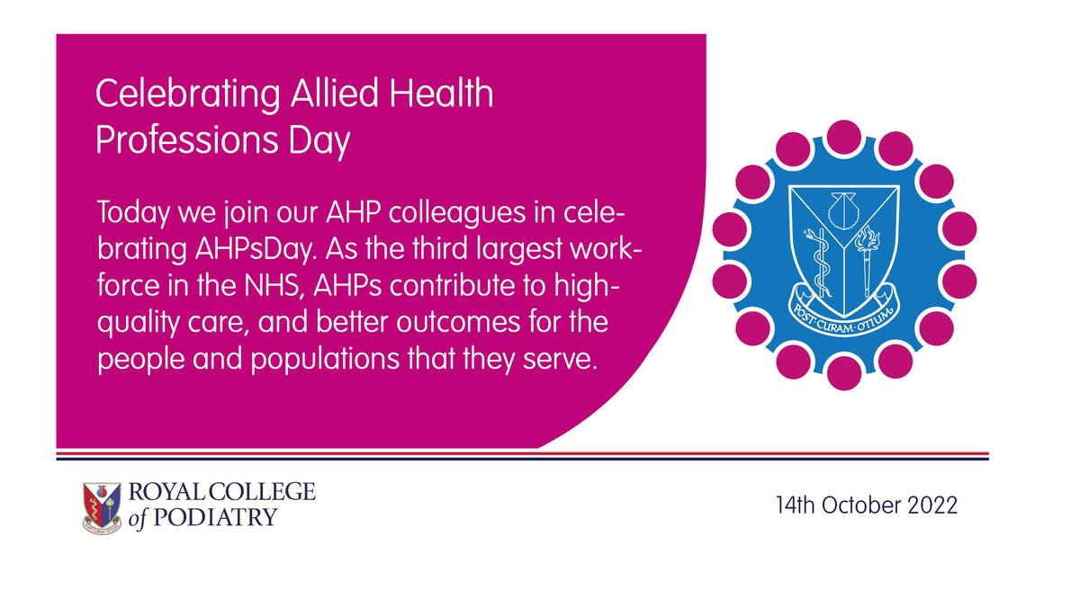 Good morning to all podiatrists on #AHPsDay. We hope today will be an #AHPsDay takeover! 

AHPs are the third largest workforce within the #NHS, and we celebrate their contributions today.

#AHP #AHPsDay #AHPsDayScot #AHPCymru #Podiatry #NHS