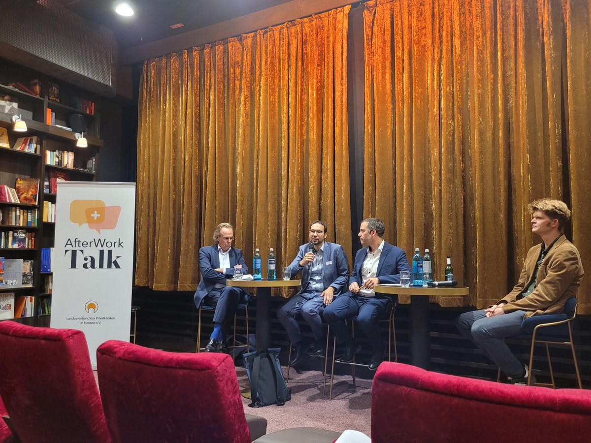 BDPK_ev's tweet photo. Vielen Dank an den @vdpkHessen für den gelungenen Auftakt zum #Afterworktalk mit u.a. @florianalbert81, @marc_bataille, Bernd Halbe und Wilm Quentin. Thema war Zukunft des Gesundheitswesens. https://t.co/pkj21zGhvH