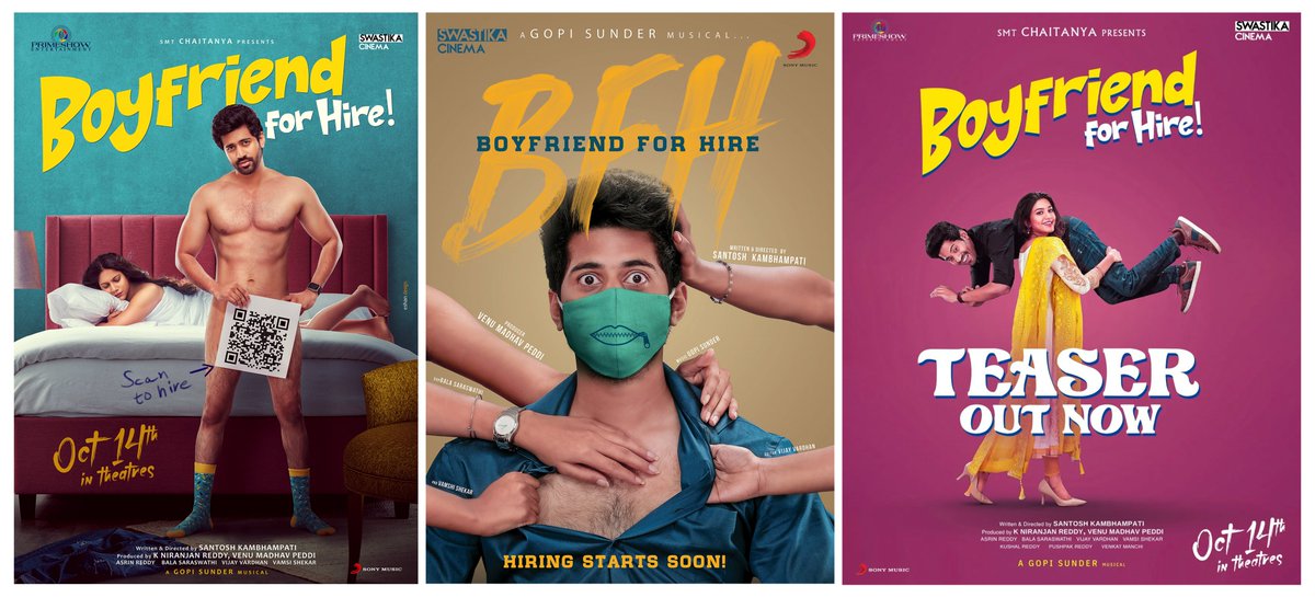 bnaveenkalyan1's tweet photo. #BoyfriendForHire Releasing today.
Directed by @isantydirector

poster design: #EshanDesign
photo shoot: @bnaveenkalyan1
  
@mynameisVISWANT @malavika2831 @niran_reddy
@venumadhavpeddi @Primeshowtweets @swastikacinema #BFHfromOct14th #BFH https://t.co/ftsmev7sep