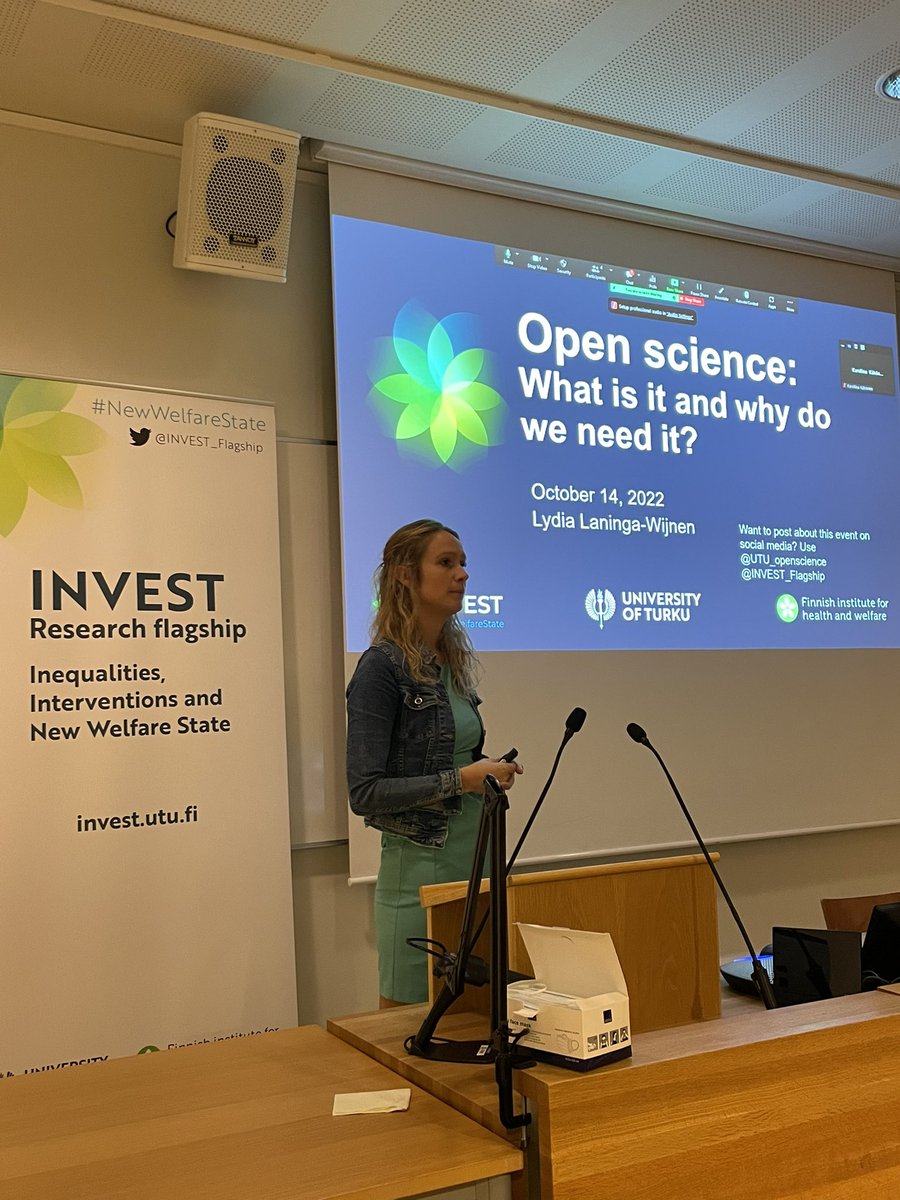 Today we expect inspiring discussions related to #OpenScience! To start this exciting event, <a href="/WijnenLydia/">Lydia Laninga-Wijnen</a> shows why we need openness in science. We have 70 researchers participating onsite and online. If you’d like to join us, send email at investosci@utu.fi. Programme in comment