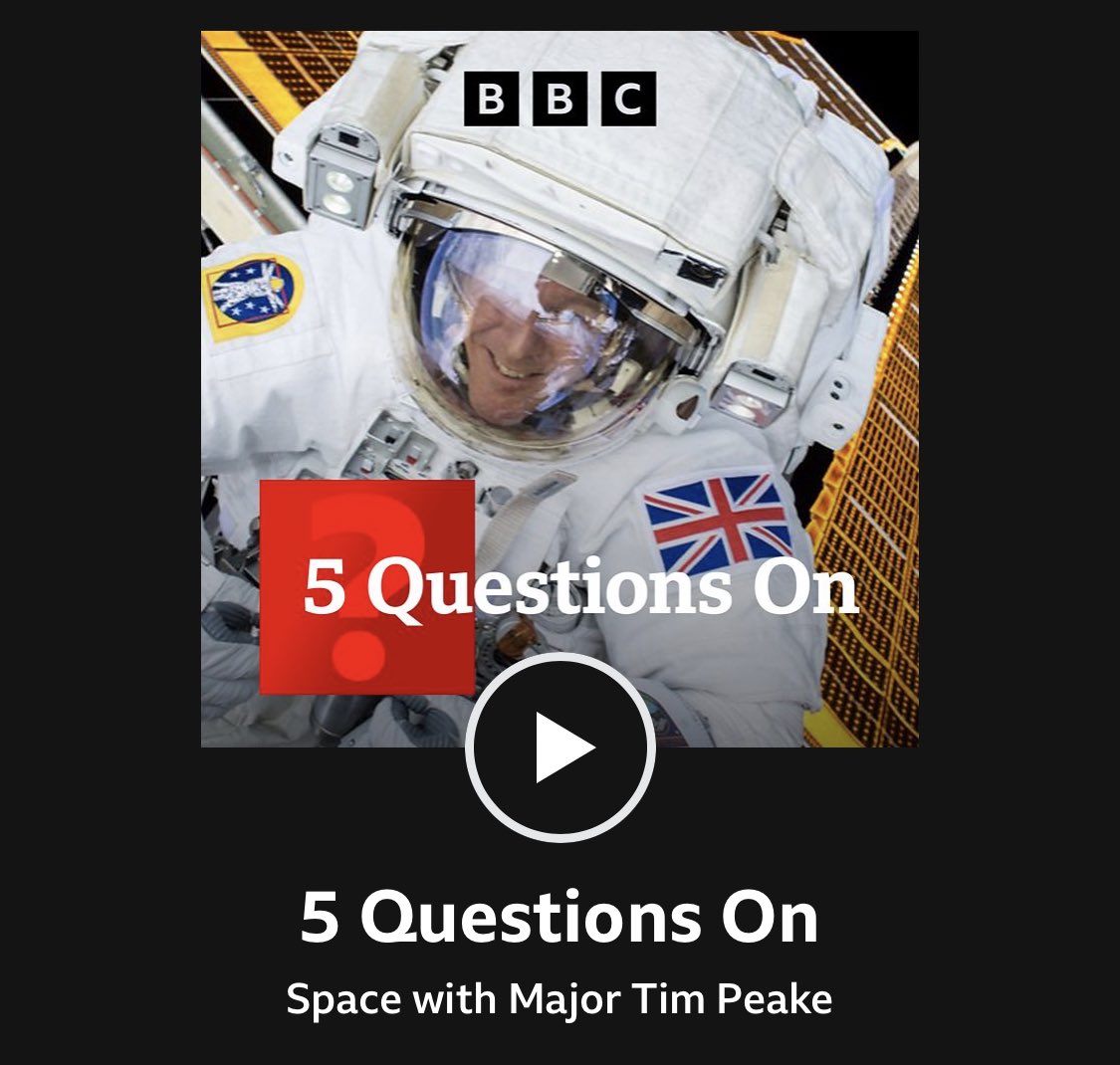 OllieSamuels's tweet photo. As part of my chat with @astro_timpeake yesterday, I played him some space Qs from kids - and now it’s a BBC Pod! 🚀 

Please give it a listen! Or at least click this link loads https://t.co/uGuGRRLXQe

Also huge thanks to @jhangir_ahmed and @CarlieSwain for pulling it together! https://t.co/sbYhrb0VYJ
