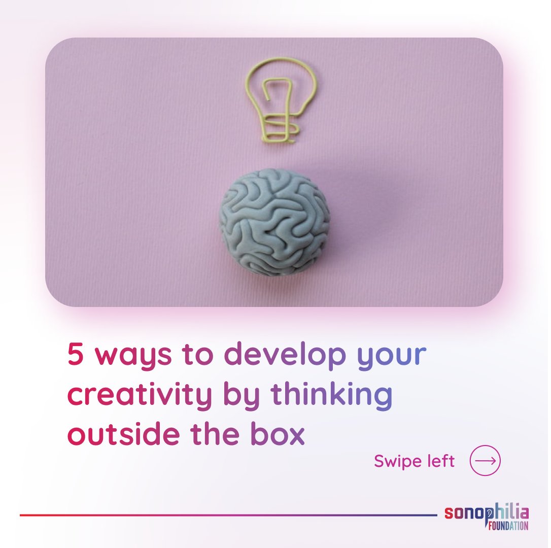 TheSonophilian's tweet image. "Think outside the box" a most common phrase we've all heard when we're given a task to try or do something new.

It can be daunting sometimes so here are ways to help you come up with some creative ideas.

#sonophilia #sonophiliafoundation #creativity #thoughts #creativethinking