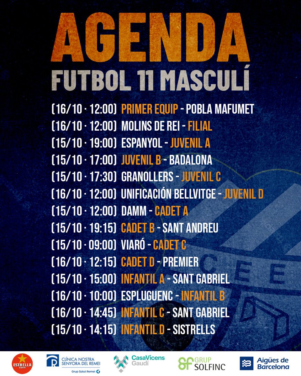 CEEuropa's tweet photo. AGENDA 15/16 d'octubre 🗓️

👇🏽 Ja podeu consultar l'horari de tots els partits dels equips principals, de futbol base i de futbol sala d'aquest cap de setmana

#futbolcat #futfemcat #futsal #ViladeGràcia #SagradaFamília https://t.co/ZFTSKgkanX