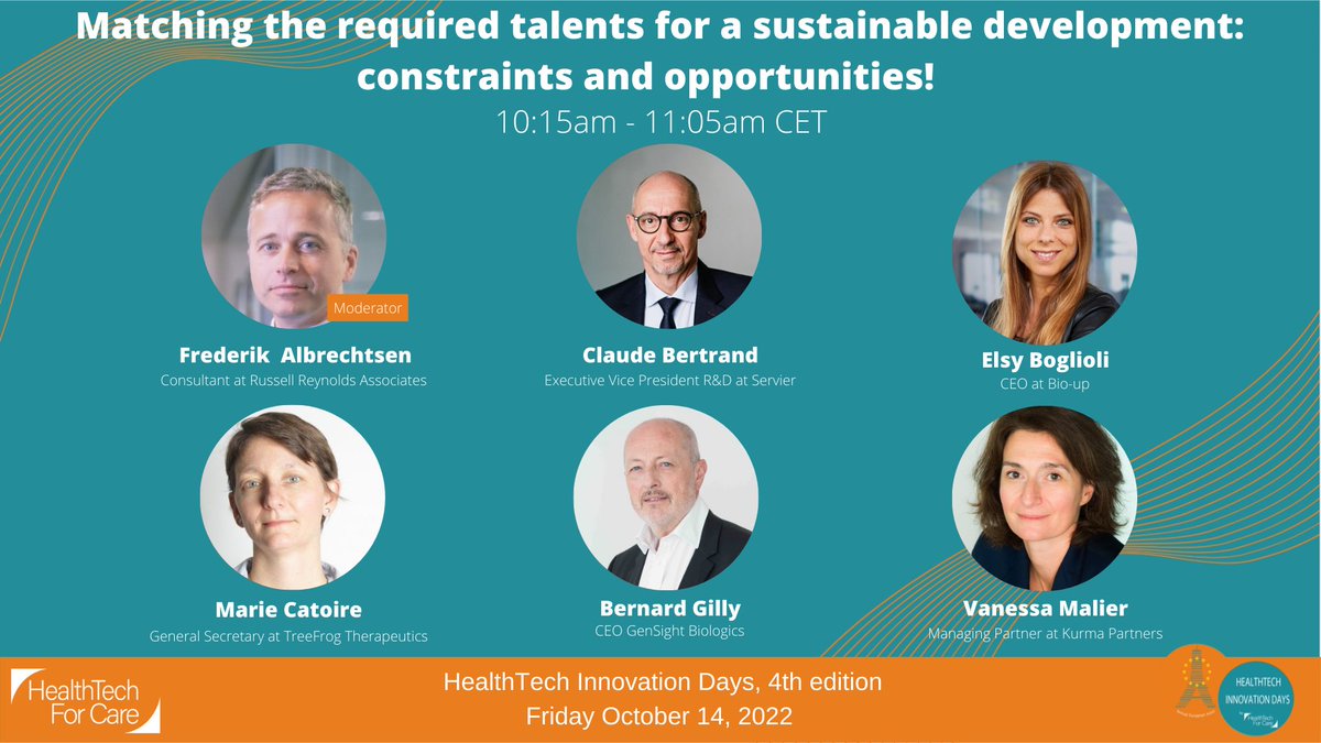 Servier's tweet photo. We are at #HTID4! @Bertran16Claude, EVP R&D at Servier will join the debate with peers from the healthcare industry
🗣️“Matching the required talents for a sustainable development: constraints and opportunities!”
Live - 10:05 👉https://t.co/iKLrnlpc1H
@HTID_Paris @Healthtech4Care https://t.co/teskTT0a3V