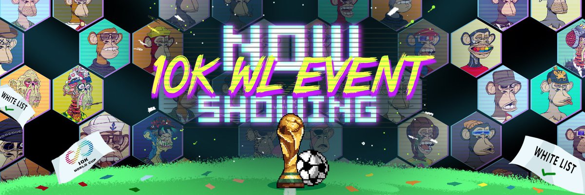 🎉@10kworldcup WL GIVEAWAY!🎉

130+ <a href="/BoredApeYC/">Bored Ape Yacht Club 🍌</a> CAPTAINS join the most popular Sports Social-Game NFT. And, 280 ETH will be locked into the game prize pool

RULES:
✅ Follow 
@10kworldcup @rcnclub 
✅ Like &amp; RT
✅ Tag 2 fren 

🎁 2 winners
⏰ 48h

#NFT #WorldCup2022 #NFTs
