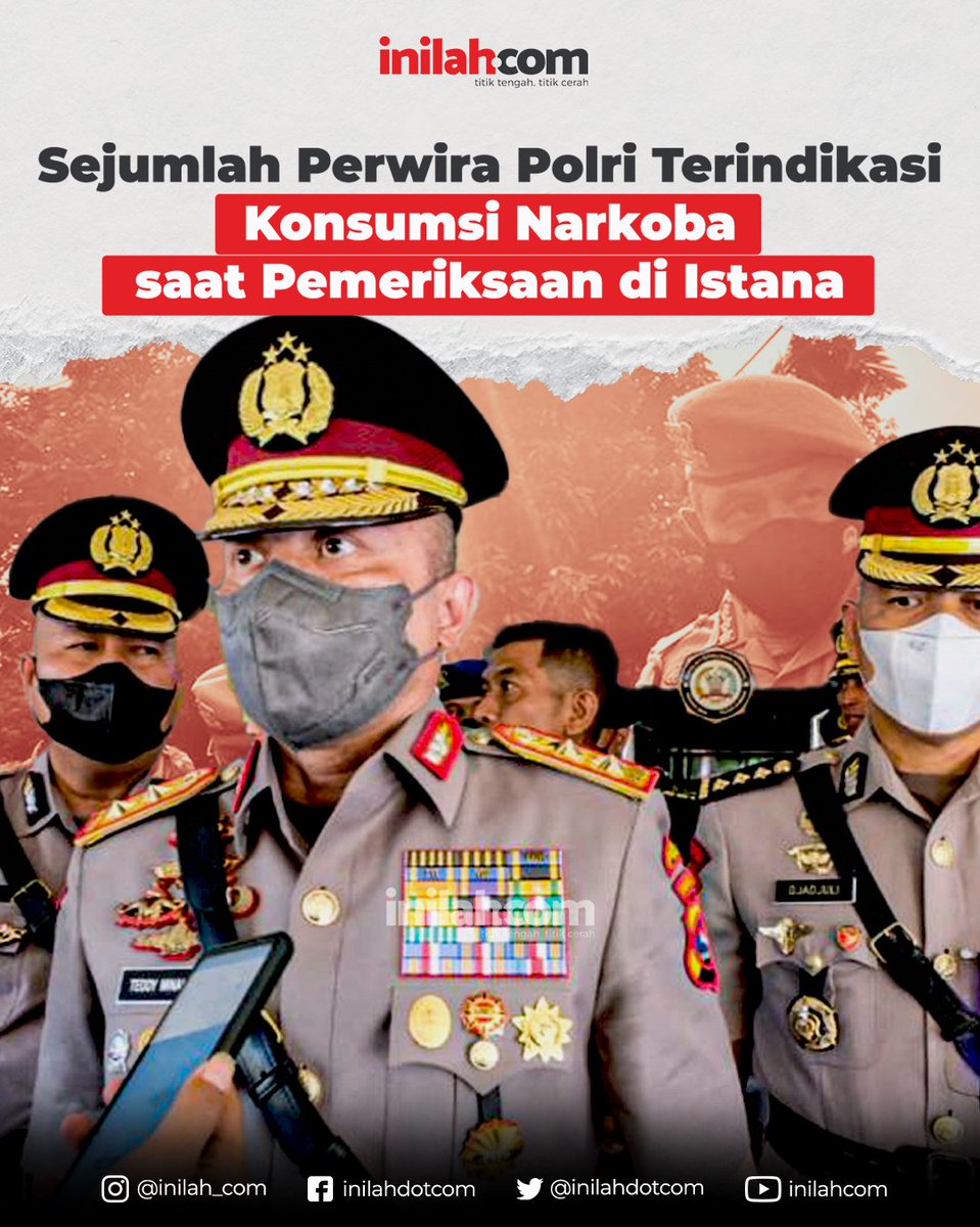 Sejumlah perwira polisi terindikasi mengonsumsi narkoba. Indikasi tersebut mencuat dalam pemeriksaan kesehatan (rikes) sebelum mereka masuk ke Istana Negara memenuhi panggilan Presiden Joko Widodo (Jokowi) Jumat siang (14/10/2022).