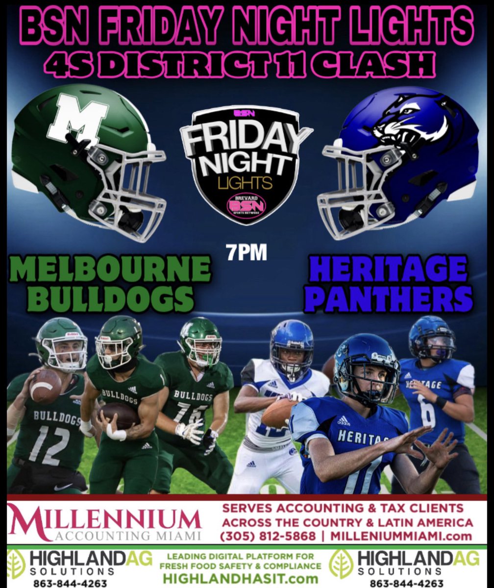 BrevardSportsNetwork (@sportsbrevard) on Twitter photo #BrevardCounty #HighSchoolFootball District #TripleHeader on #BSN <a href="/SportsBrevard/">BrevardSportsNetwork</a> tonight.#GameOfTheWeek As the <a href="/MHSdogsfootball/">Melbourne High School Football</a> travel to face the <a href="/swarmgangg/">Heritage Panther Football</a> Heritage Panthers in a 4S district showdown. <a href="/321caleb/">Caleb Brown</a> <a href="/coachbpalmer5/">Coach Palmer</a> & <a href="/RobQuerry_BSN/">Rob Querry_BSN</a> on the call #BrevardCounty #HighSchoolFootball District #TripleHeader on #BSN <a href="/SportsBrevard/">BrevardSportsNetwork</a> tonight.#GameOfTheWeek As the <a href="/MHSdogsfootball/">Melbourne High School Football</a> travel to face the <a href="/swarmgangg/">Heritage Panther Football</a> Heritage Panthers in a 4S district showdown. <a href="/321caleb/">Caleb Brown</a> <a href="/coachbpalmer5/">Coach Palmer</a> & <a href="/RobQuerry_BSN/">Rob Querry_BSN</a> on the call