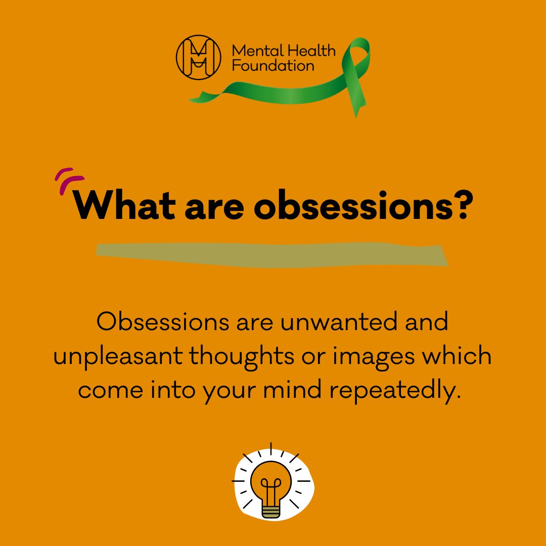 What are obsessions? Obsessions are unwanted and unpleasant thoughts or images which come into your mind repeatedly. #OCDAwarenessWeek [4/9]