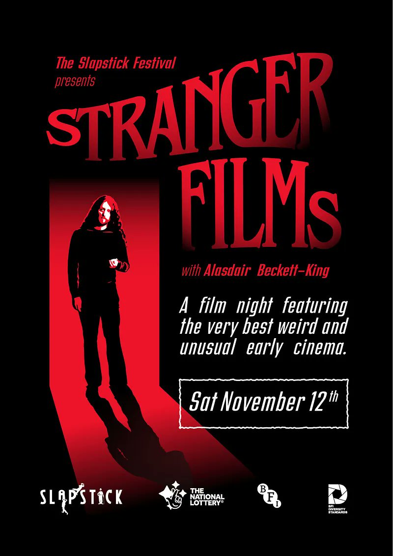 SlapstickFest's tweet photo. Does your humour lean towards the strange and surreal? We've got the perfect night out for you! @MisterABK is our host of #StrangerFIlms on 12 November - a tour of silent film's bizarre comedy moments! https://t.co/aAPuHtAQTj https://t.co/xyRmFX0fJn